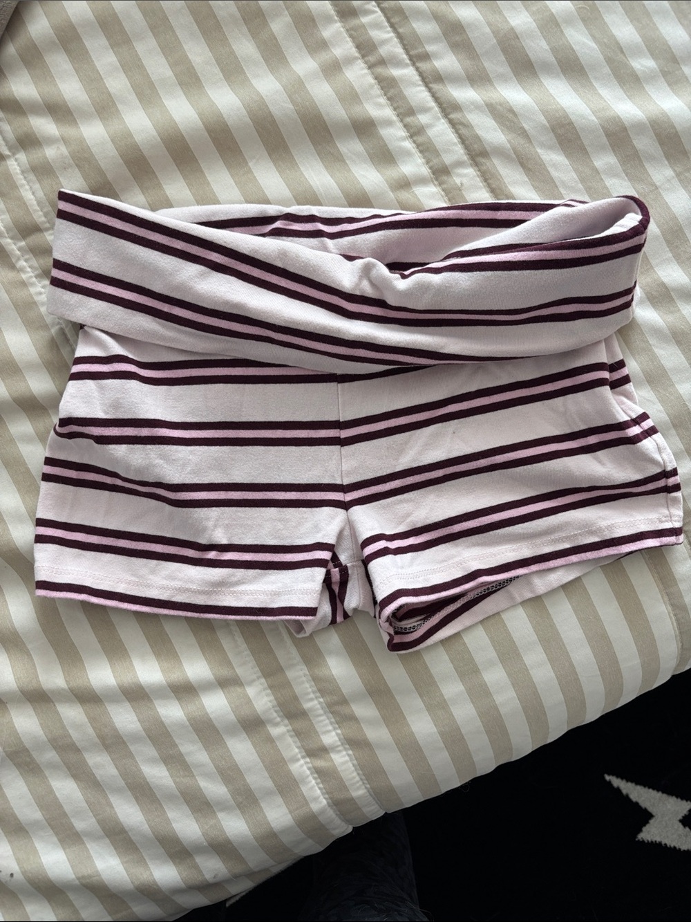 wild fable Pink & Purple Striped Fold-Over Waist Lounge Shorts